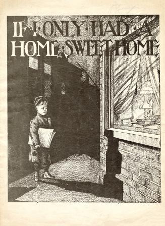 Cover features: title; drawing of a tearful child in ragged clothing against a darkened street  ...