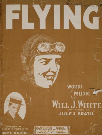 Cover features: title and composer information; drawing of a pilot in flight gear; inset facsim ...