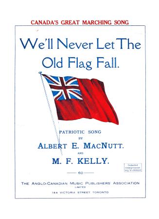Cover features: title and composer information; prominent drawing of the Red Ensign flag (red,  ...