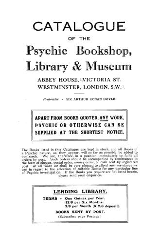 Catalogue of the Psychic Bookshop, Library & Museum