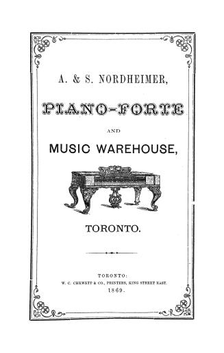 Cover has text in varied font type framed with a decorative border, an illustration of a piano  ...