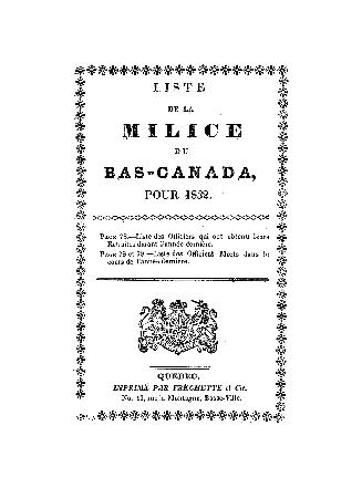Liste de la milice du Bas-Canada, pour 1832