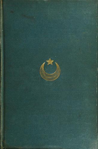 Green cloth cover with a gold upward-facing crescent with a star above it.