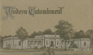 Brown cover with illustration of low concrete building, grass lawn in foreground with shrubs an ...