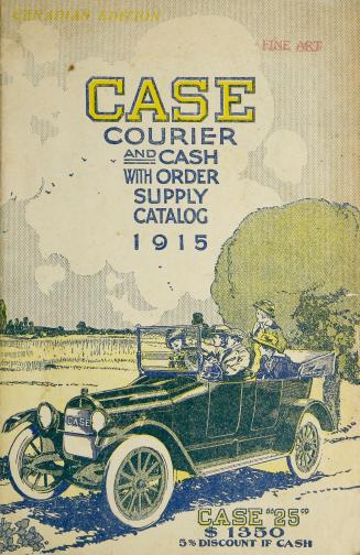 Cover is illustrated with a motor car with 5 passengers in forefront, driving along a road next ...