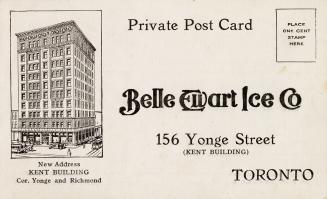 Illustration of the Kent building at the corner of Yonge and Richmond where the Belle Ewart Ice ...