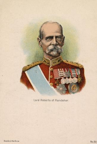 Illustrated portrait of British Army officer Lord Roberts of Kandahar in uniform with military  ...