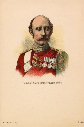 Illustrated portrait of British Army officer Lieut.-Gen. Sir George Stewart White in uniform wi ...