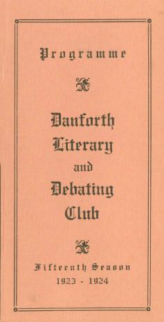 Programme Danforth Literary and Debating Club fifteenth season 1923-1924