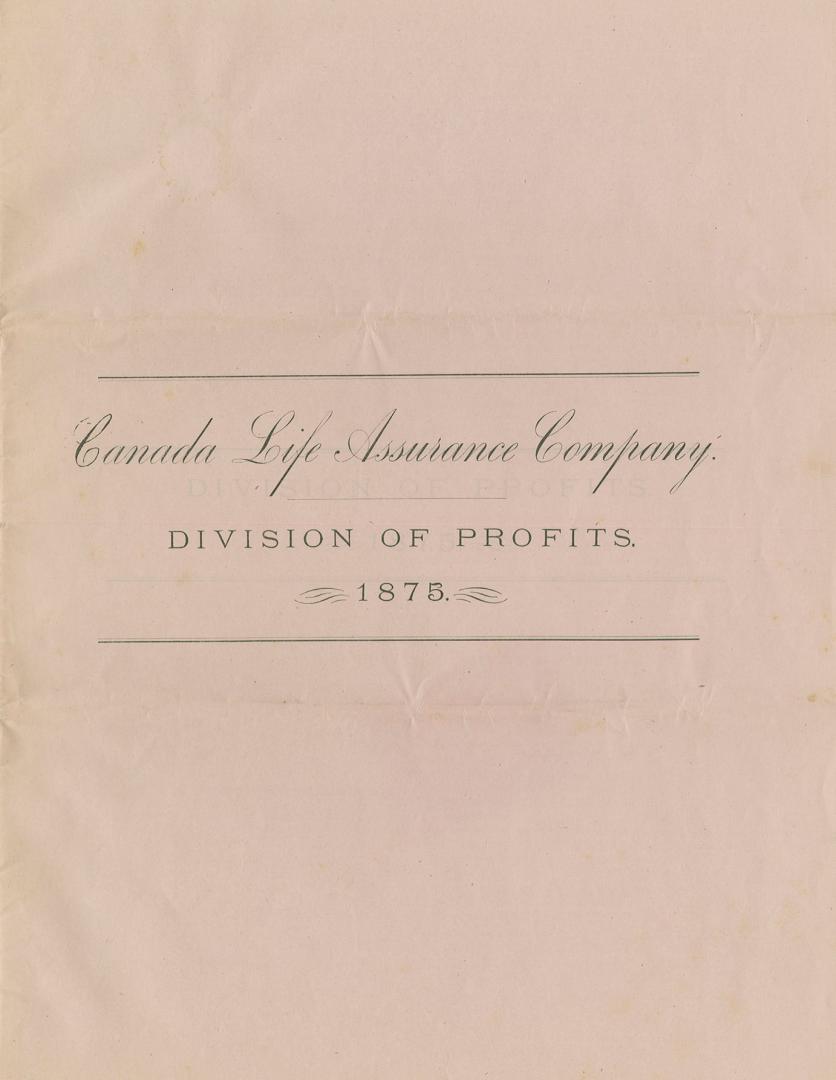 Canada Life Assurance Company division of profits 1875