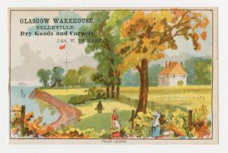 Colour trade card depicting an illustration of a shoreline with two ladies in the foreground an ...