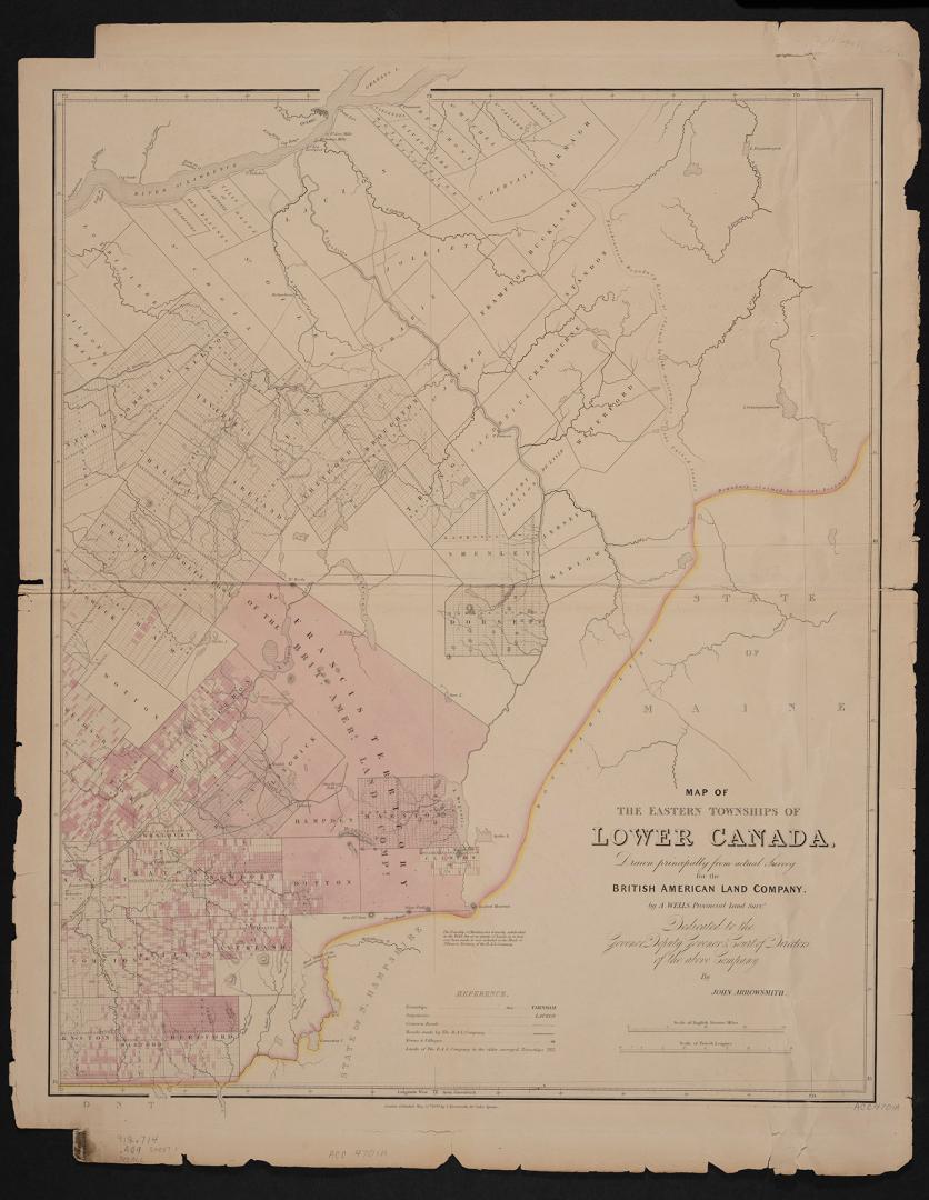 Map of the Eastern Townships of Lower Canada, drawn principally from actual survey for the British American Land Company