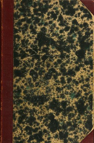 Cover has marbled pattern with leatherbound spine and corners