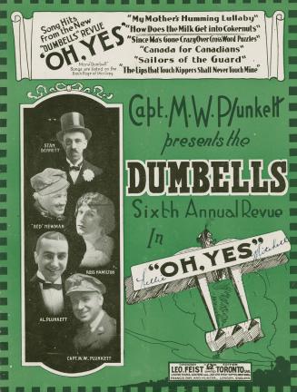 Cover features: title and composition information with list of hits from the Dumbells' revue, " ...