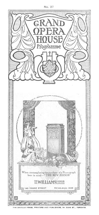 Cover features: name of the Grand Opera House within decorative framing and embellishments in t ...
