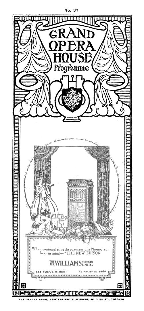 Cover features: name of the Grand Opera House within decorative framing and embellishments in t ...