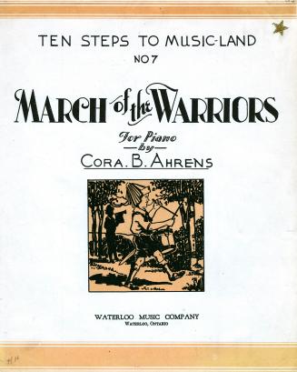 Cover features: title and composition information above illustration of a marching boy playing  ...