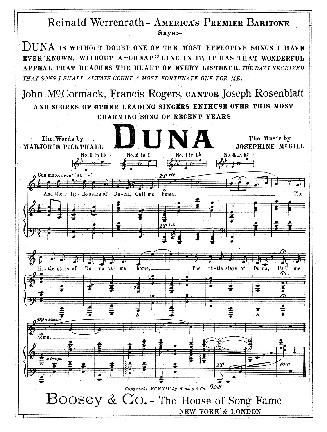 Cover features: thematic advertisement for the song Duna by Josephine McGill (black ink on unco ...