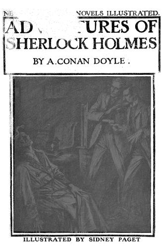 Title and author at top of cover page with illustration of Holmes and Watson below. Holmes is h ...