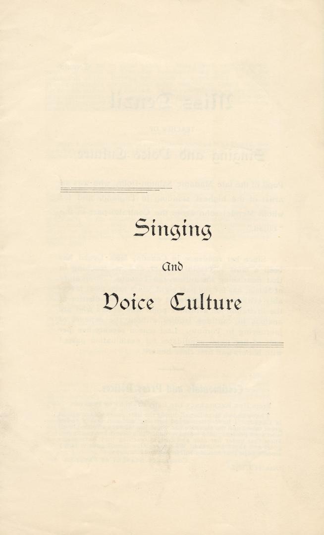 Singing and voice culture