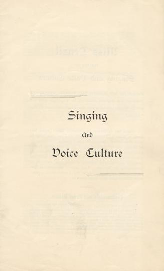 Singing and voice culture