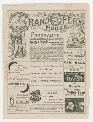 Grand Opera House program for "The little tycoon" by Willard Spenser, staged September 28th to  ...