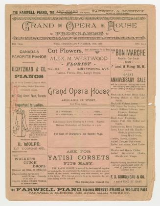 Grand Opera House program for "Faust" by Charles Gounod, "Bohemian girl" by Michael William Bal ...