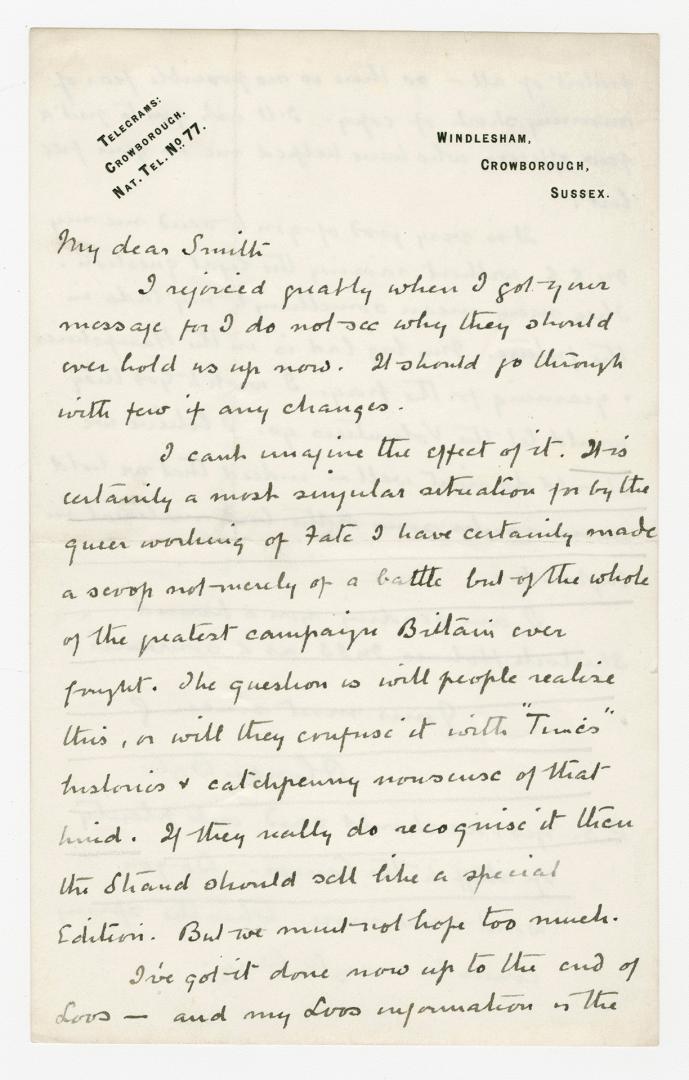 Manuscript written in Arthur Conan Doyle's handwriting. 