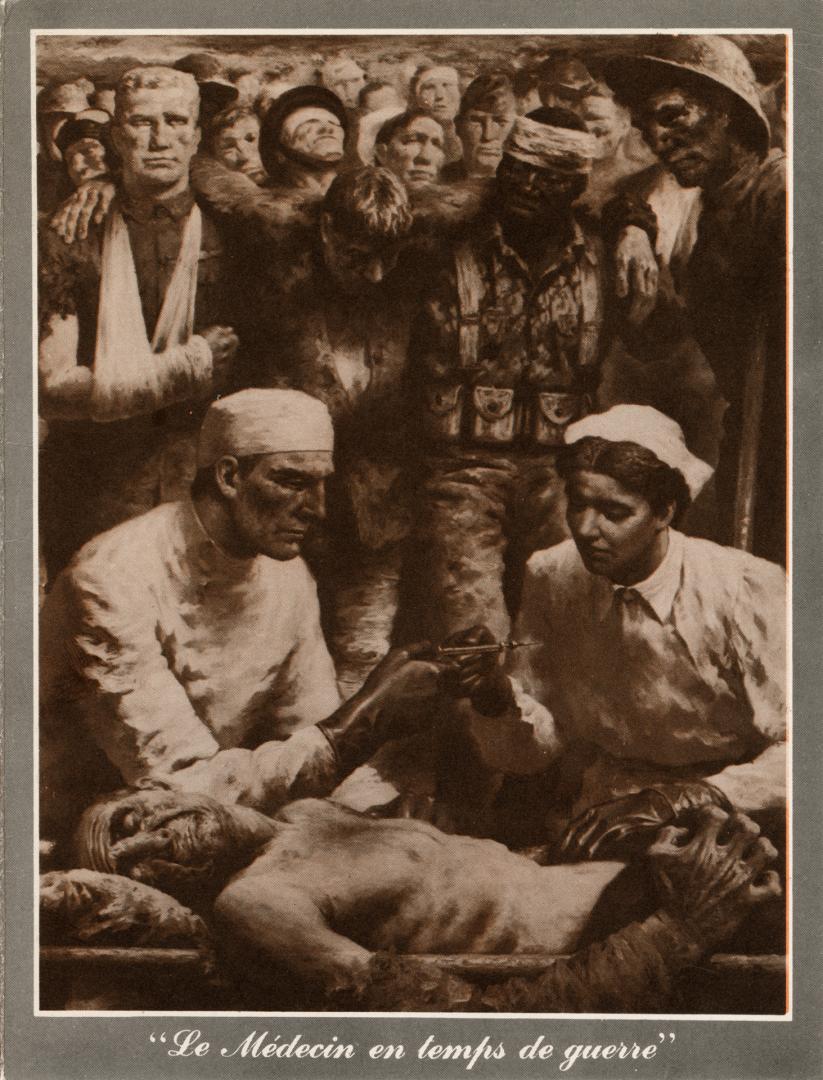 Colour trade card advertisement for Coramine medication, with a photo-like illustration on the  ...