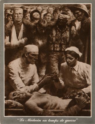 Colour trade card advertisement for Coramine medication, with a photo-like illustration on the  ...
