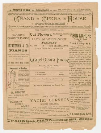 Grand Opera House program for "The three guardsmen" by Alexandre Dumas, "Mary Stuart" by Friedr ...