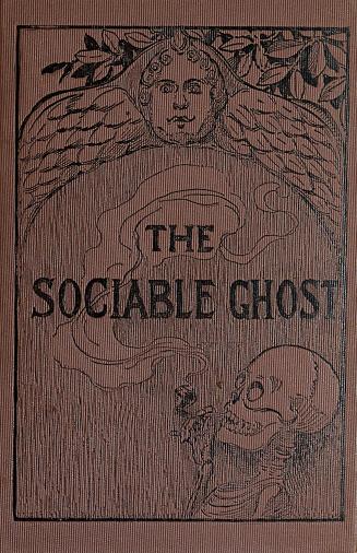 A dark pink cloth cover with black text. A skeleton smoking a pipe leans against a tombstone wi ...