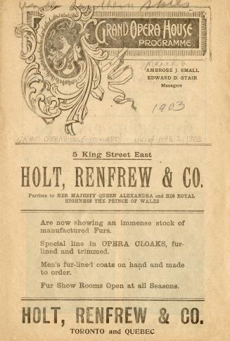 Grand Opera House (Toronto, Ont.). Program. 1903 March 2