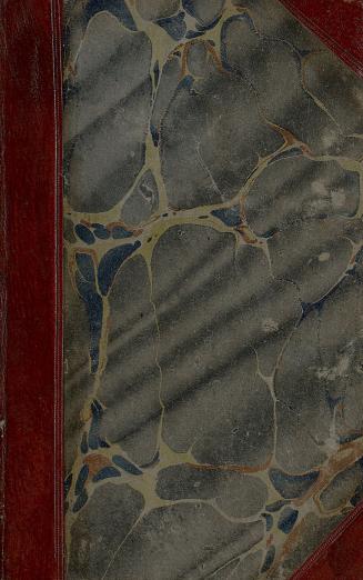 Book cover; marbled with red leather spine.