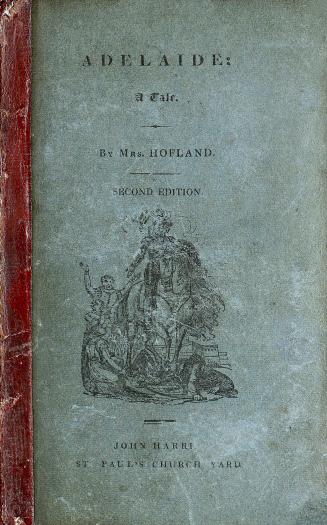 Book cover; blue with an illustration of person on a horse and two men standing beside them.