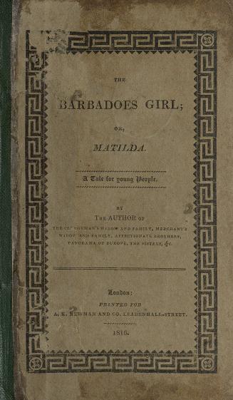 Brown paper cover, green spine. Within black geometrical border, the following text: THE BARBAD ...