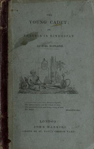 Blue paper cover with the following text: THE YOUNG CADET ; OR TRAVELS IN HINDOSTAN BY MRS HOFL ...