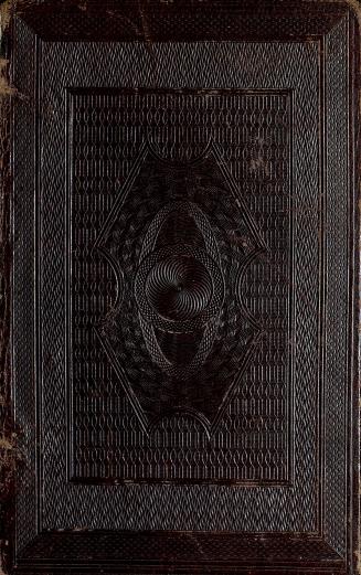 Book cover; brown leather with geometric designs