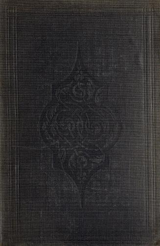 Book cover; dark brown with decorative embossing in the centre.