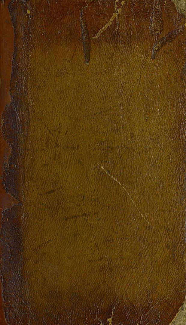 Brown leather book cover, some discoloration, unadorned.