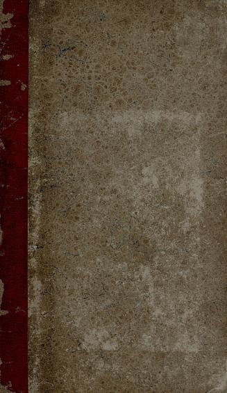 Book cover; brown marbling with red spine.