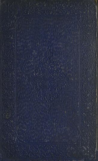 Dark blue cloth cover with embossed decorative border.