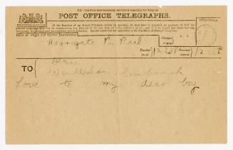 Telegram in Arthur Conan Doyle's handwriting. 
