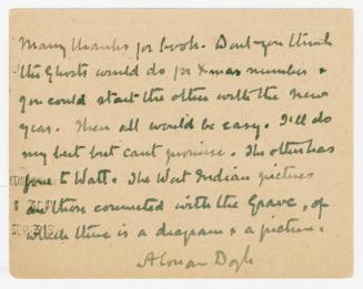 Manuscript postcard in Arthur Conan Doyle's handwriting.