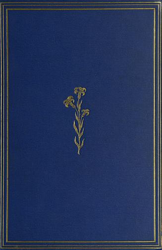 Blue book cover. In the middle is a small, gold depiction of three trumpet-shaped flowers on a  ...
