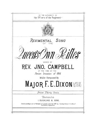 Cover features: title and composition information within lined framing; drawing of regimental c ...