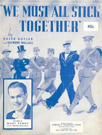 Cover features: title and composition information; drawing of marching figures with linked arms ...