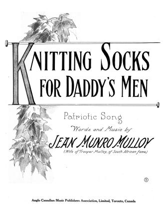 Cover features: title and composition information flanked by knitting needles and maple leaves  ...