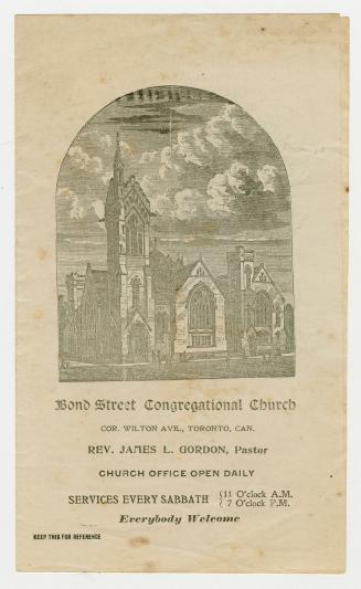 Engraved illustration of the exterior of the church. There are people walking in the street in  ...