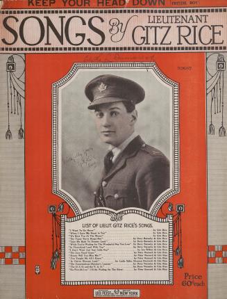 Cover features: title, and list of songs by Lieutenant Gitz Rice within decorative framing and  ...